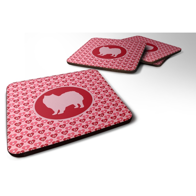 American Eskimo Valentine Hearts Coasters - Set of 4 Lightweight Foam, Absorbent Drink Coasters