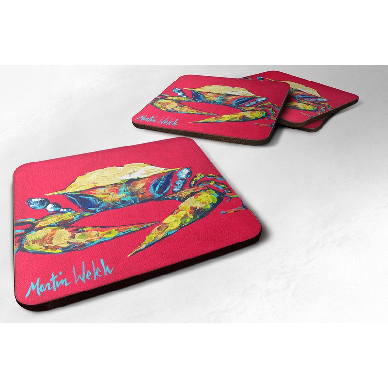 Crab Red One Coasters - Set of 4 Lightweight Foam, Absorbent Drink Coasters