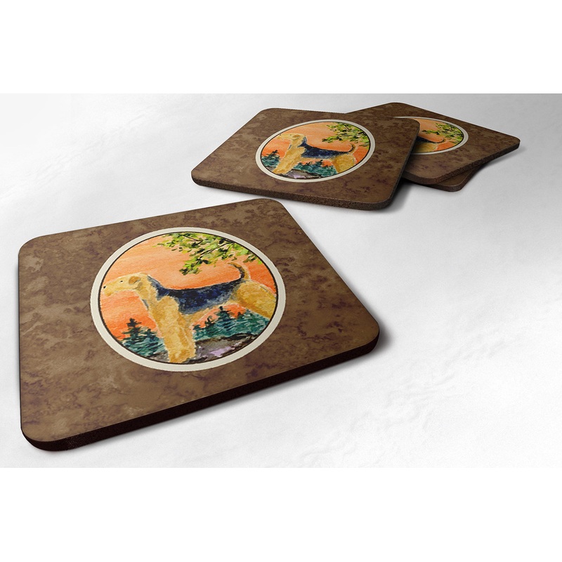 Airedale Coasters - Set of 4 Lightweight Foam, Absorbent Drink Coasters
