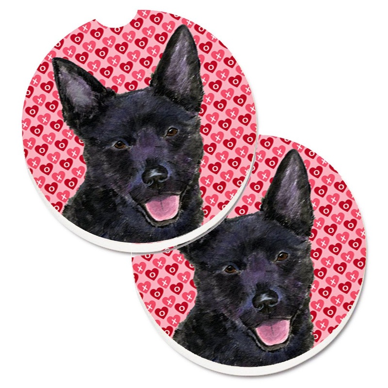 Australian Kelpie Hearts Love Valentine's Day Car Coasters  Set of 2 - Absorbent Stone with Fun & Functional Artwork SS4498CARC