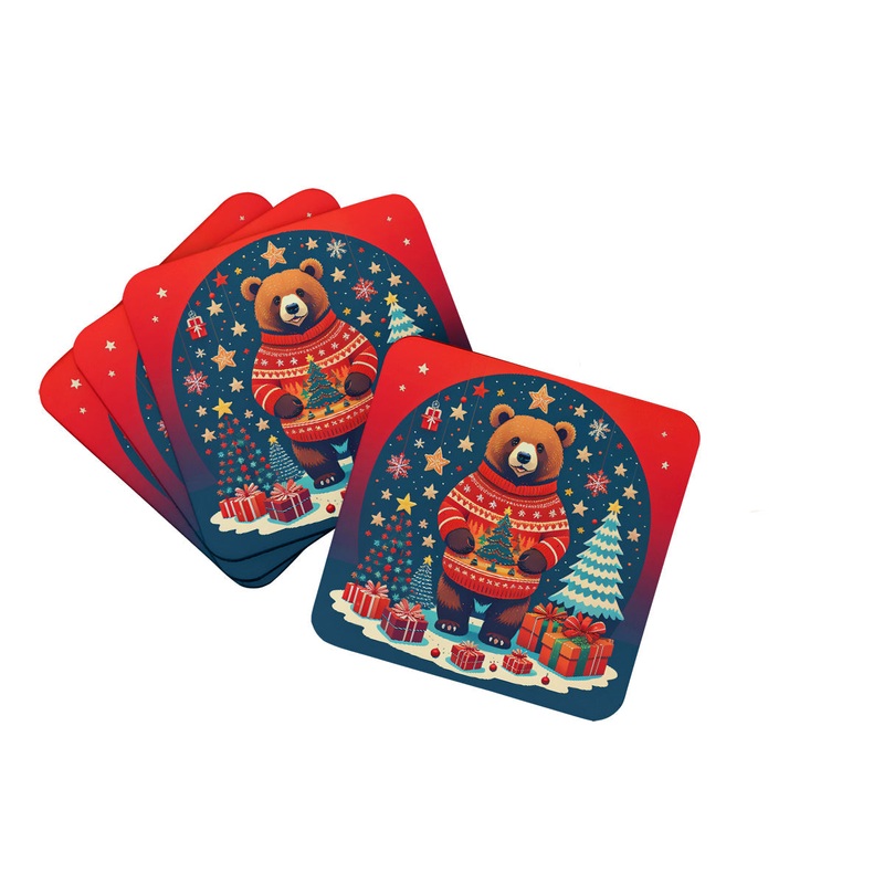 Bear Christmas Foam Coaster