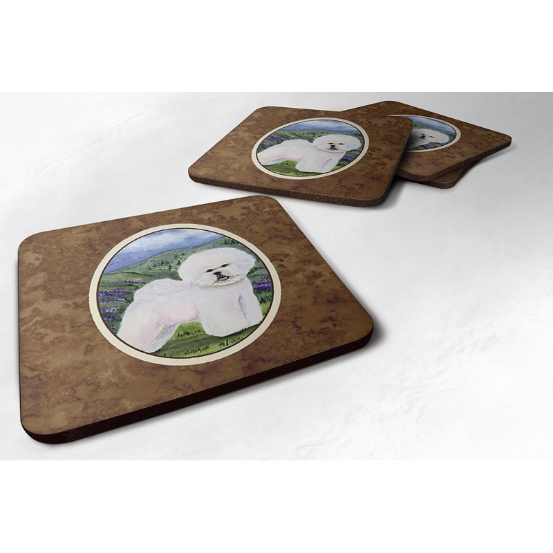 Bichon Frise Coasters - Set of 4 Lightweight Foam, Absorbent Drink Coasters