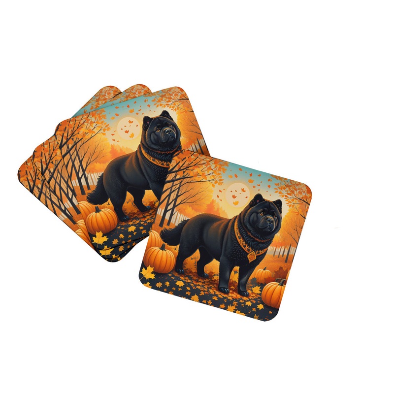 Black Chow Chow Fall Foam Coaster