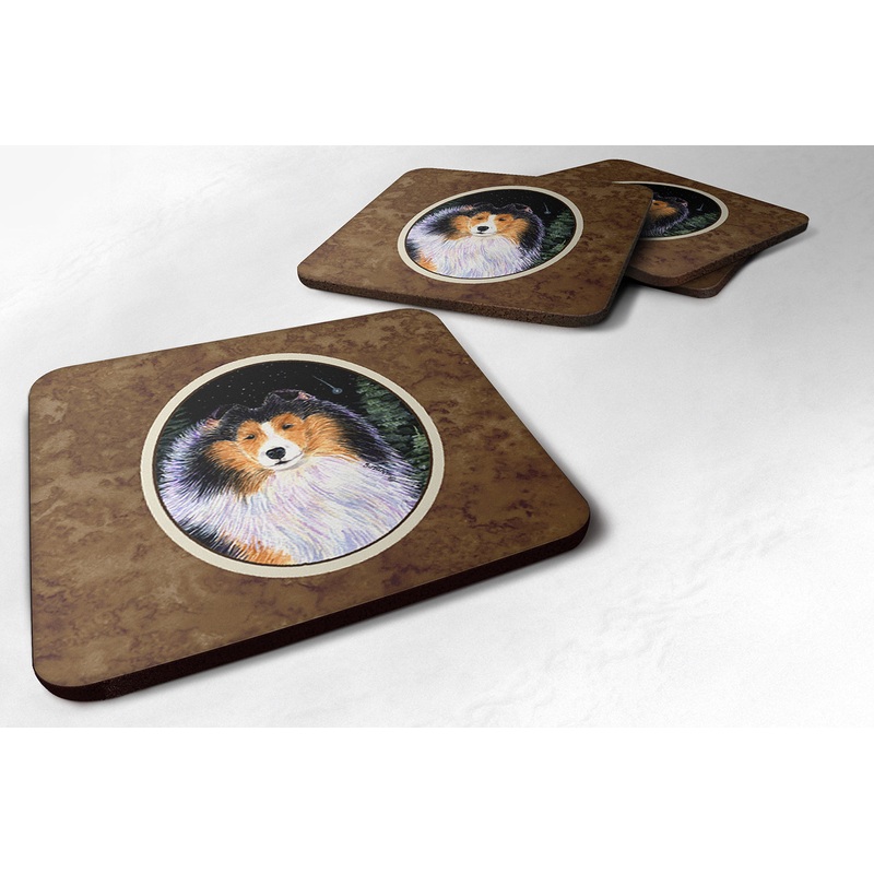 Starry Night Collie Coasters - Set of 4 Lightweight Foam, Absorbent Drink Coasters