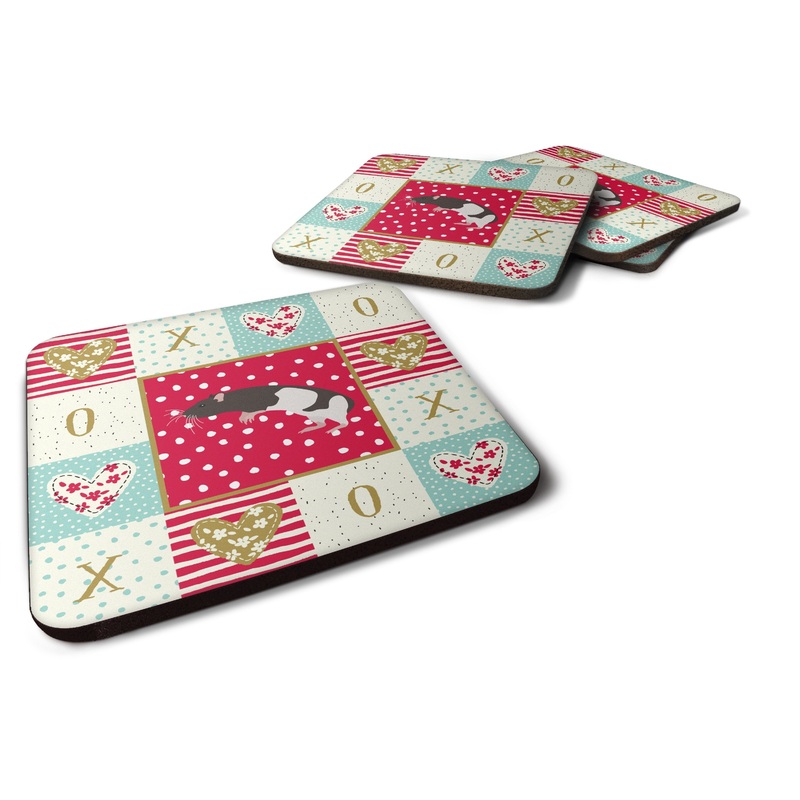 Tailless Rat Love Coasters - Set of 4 Lightweight Foam, Absorbent Drink Coasters  CK5464FC