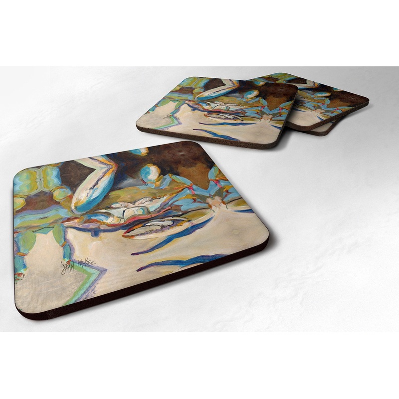 Three Big Claw Crab Coasters - Set of 4 Lightweight Foam, Absorbent Drink Coasters JMK1257FC