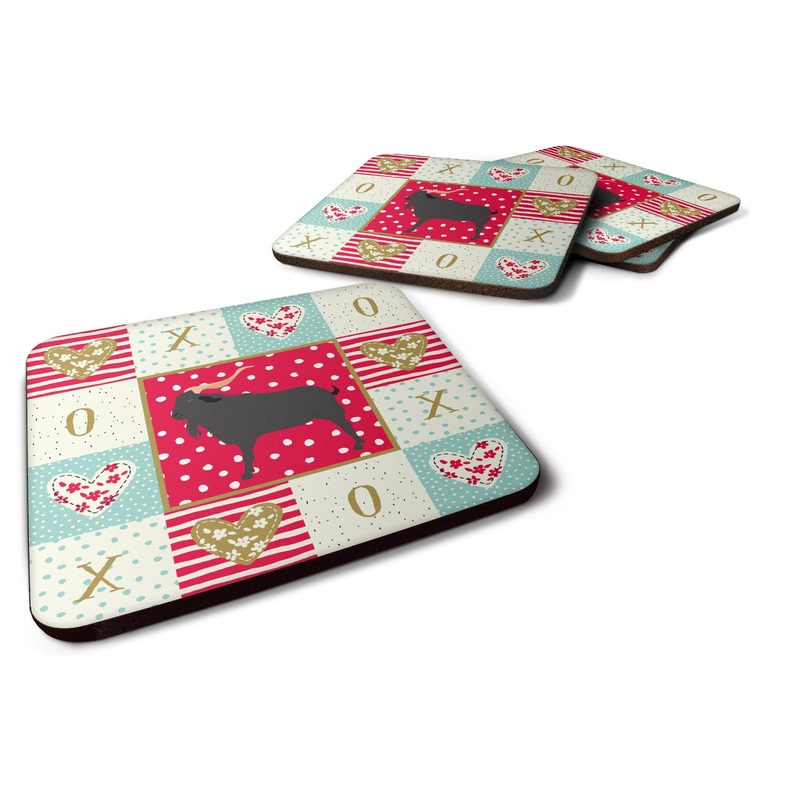 Verata Goat Love Coasters - Set of 4 Lightweight Foam, Absorbent Drink Coasters  CK5309FC