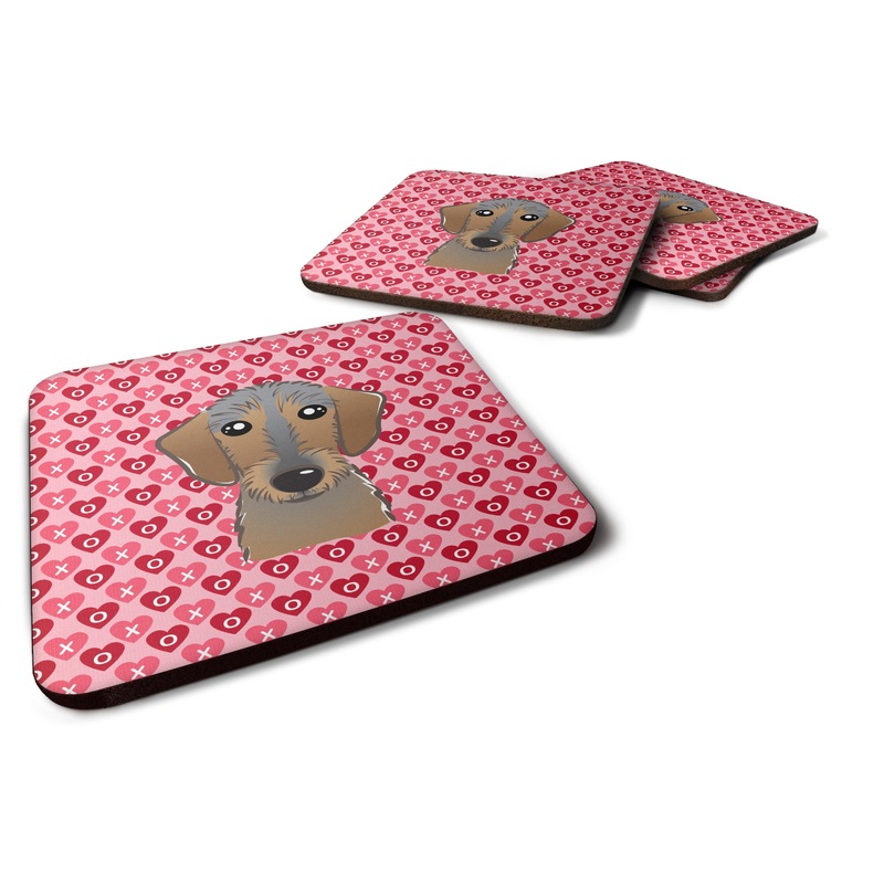 Wirehaired Dachshund Hearts Foam Coaster  BB5303FC