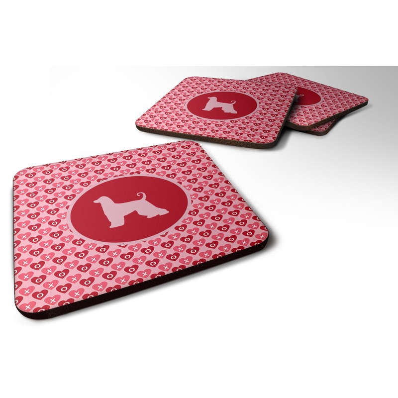 Afghan Hound Valentine Hearts Coasters - Set of 4 Lightweight Foam, Absorbent Drink Coasters