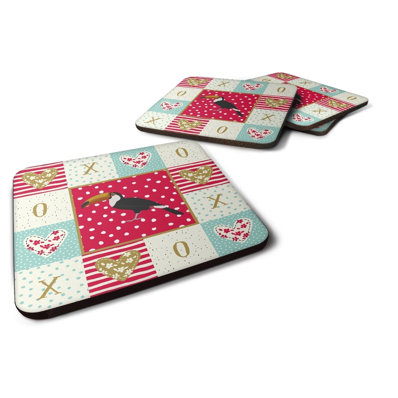 Toucan Love Coasters - Set of 4 Lightweight Foam, Absorbent Drink Coasters  CK5517FC