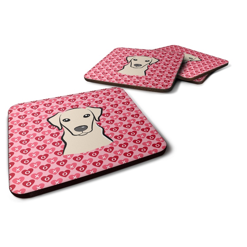 Yellow Labrador Hearts Foam Coaster  BB5292FC