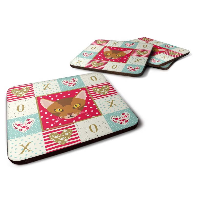 Abyssinian Cat Love Coasters - Set of 4 Lightweight Foam, Absorbent Drink Coasters  CK5077FC