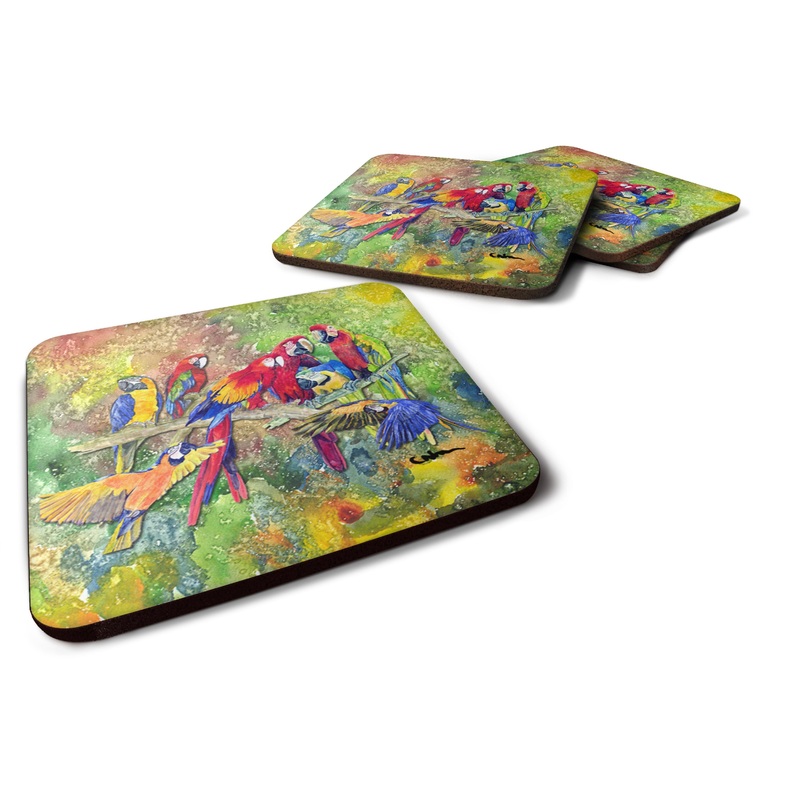 Bird - Parrot Coasters - Set of 4 Lightweight Foam, Absorbent Drink Coasters