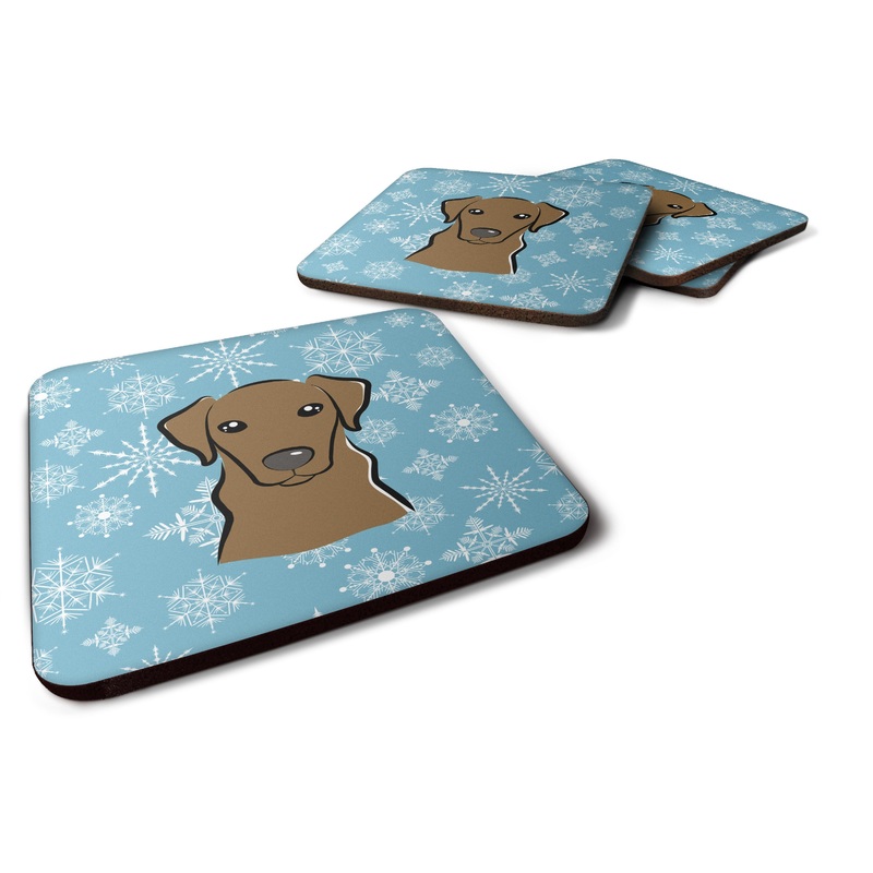 Snowflake Chocolate Labrador Coasters - Set of 4 Lightweight Foam, Absorbent Drink Coasters BB1668FC
