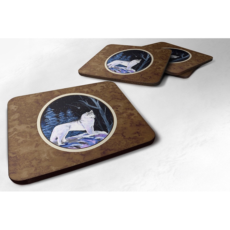 Starry Night Siberian Husky Coasters - Set of 4 Lightweight Foam, Absorbent Drink Coasters