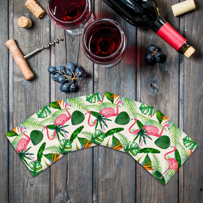 Tropical Flamingos |Drink Coaster Set