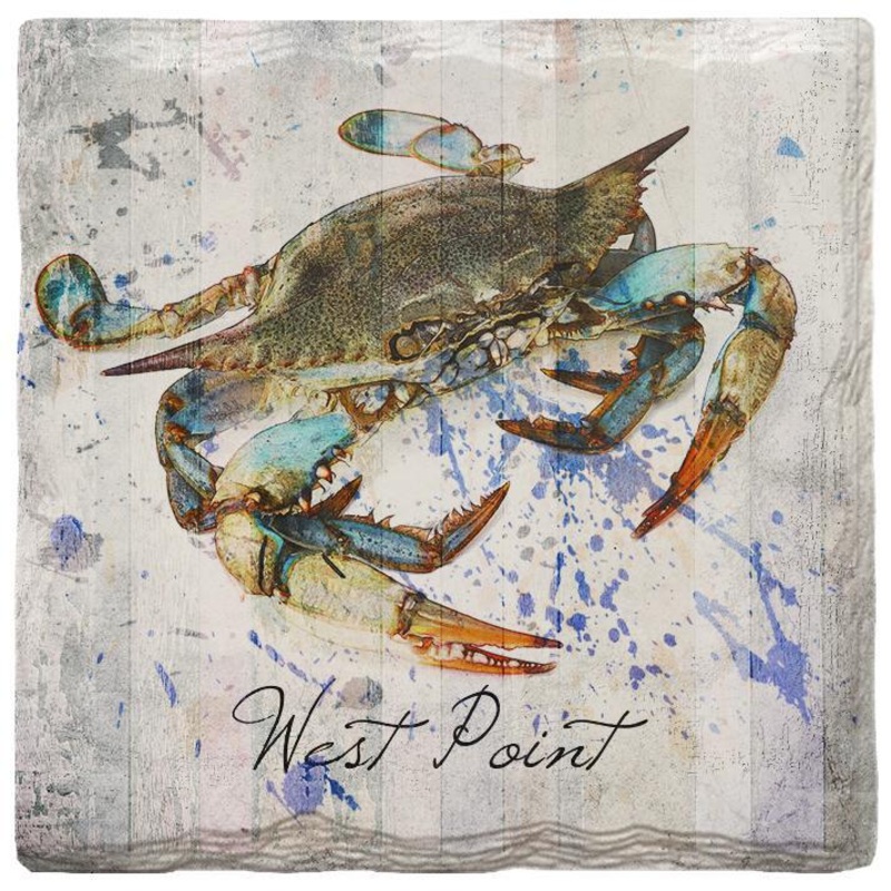 West Point Watercolor Blue Crab Coaster Set