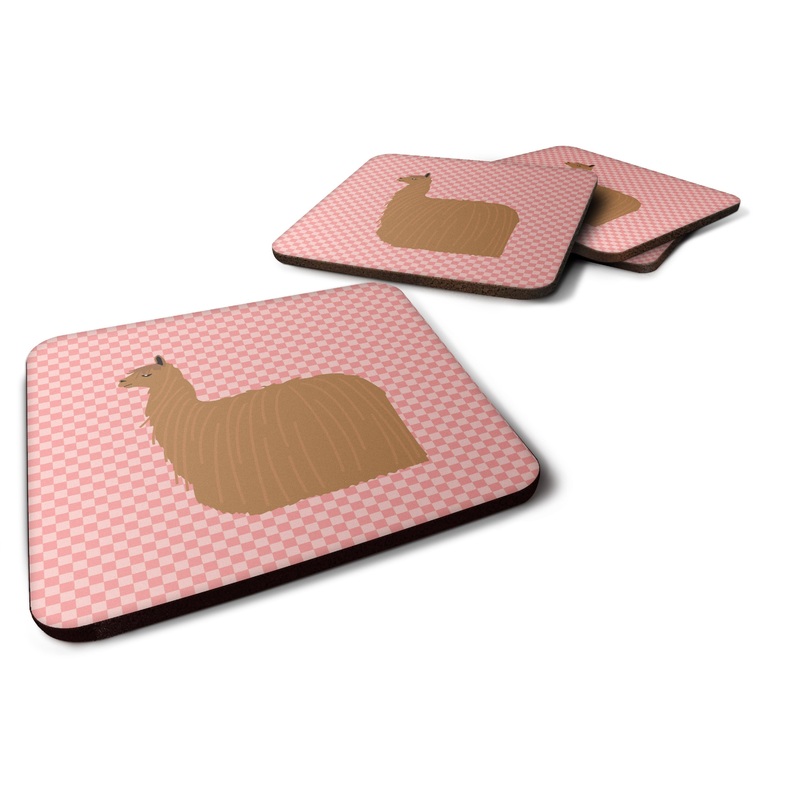 Alpaca Suri Pink Check Foam Coaster  BB7920FC