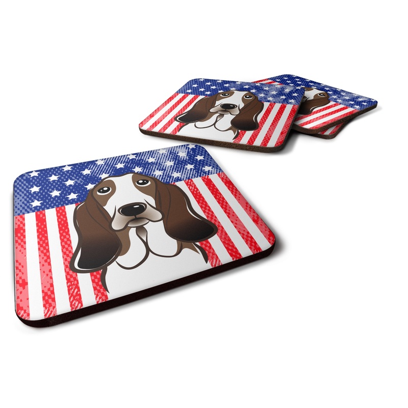American Flag and Basset Hound Foam Coaster