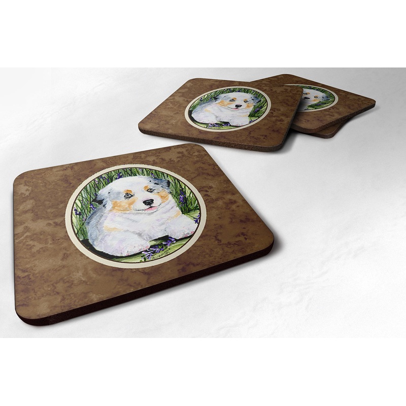 Australian Shepherd Coasters - Set of 4 Lightweight Foam, Absorbent Drink Coasters