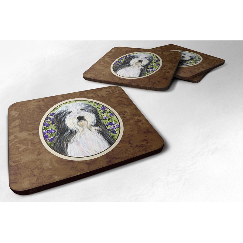 Bearded Collie Coasters - Set of 4 Lightweight Foam, Absorbent Drink Coasters