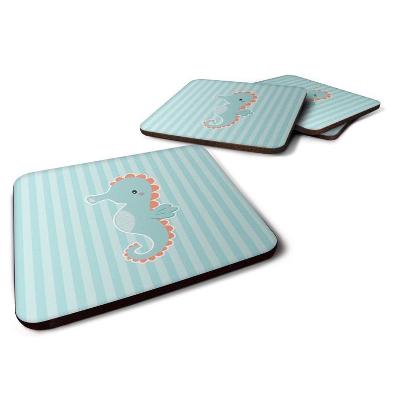 Seahorse Coasters - Set of 4 Lightweight Foam, Absorbent Drink Coasters