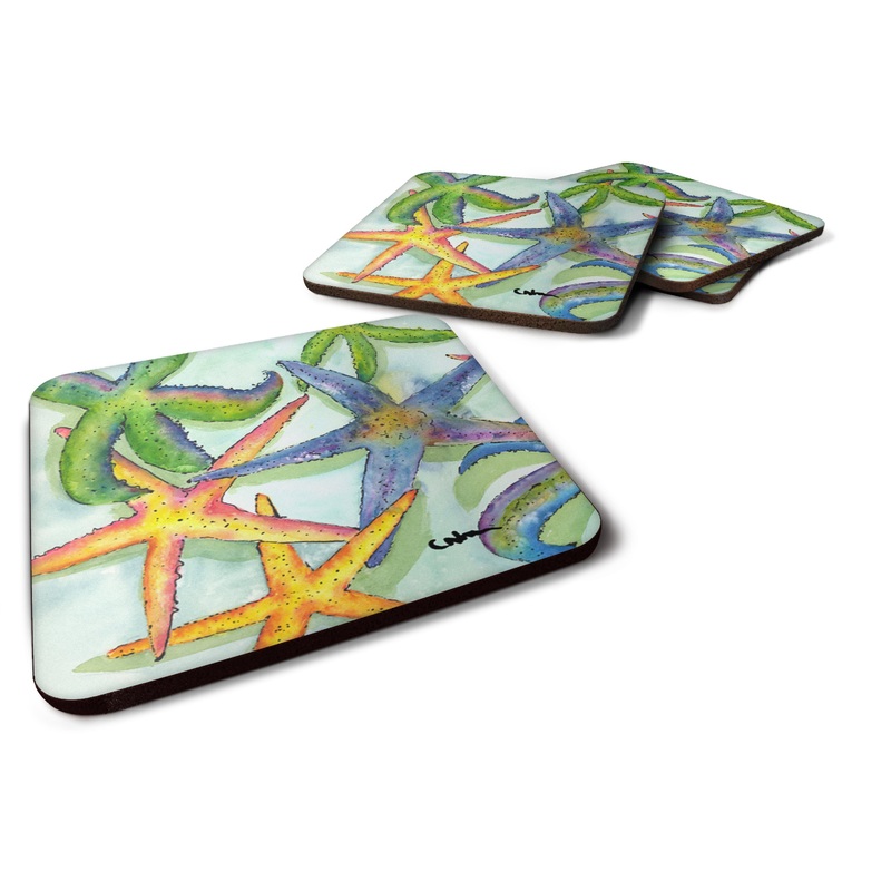 Starfish Coasters - Set of 4 Lightweight Foam, Absorbent Drink Coasters