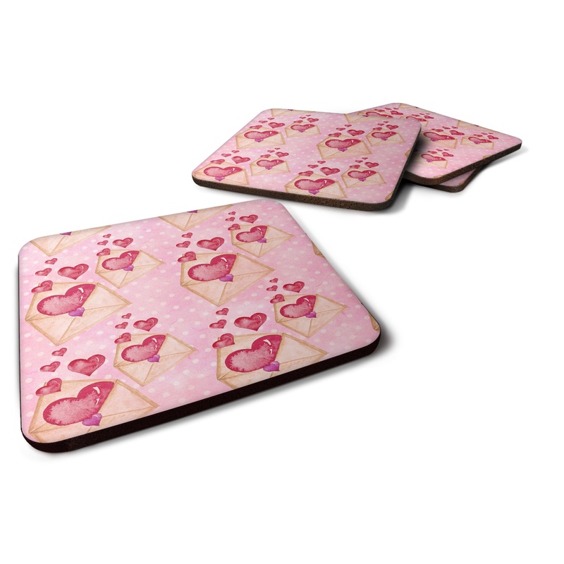Watercolor Pink Love Letter Foam Coaster  BB7568FC
