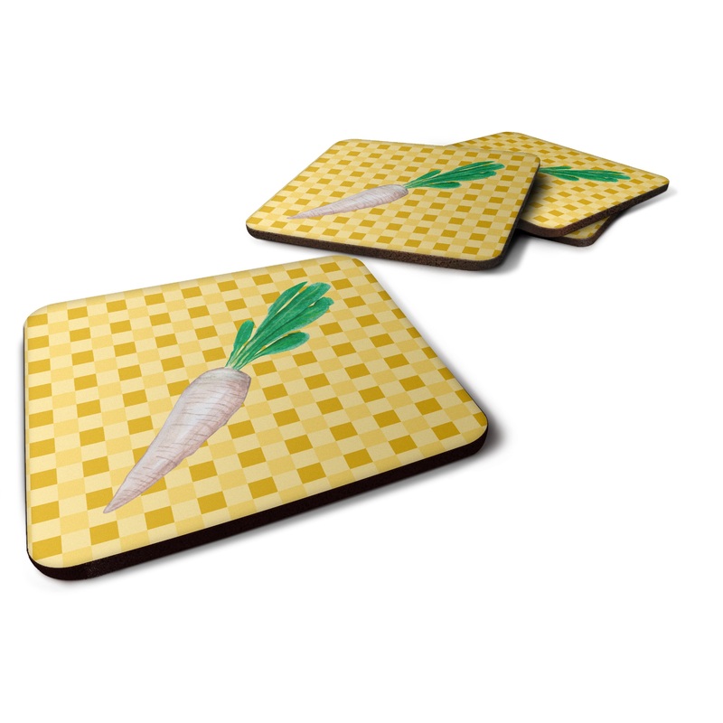 White Radish on Basketweave Foam Coaster  BB7216FC