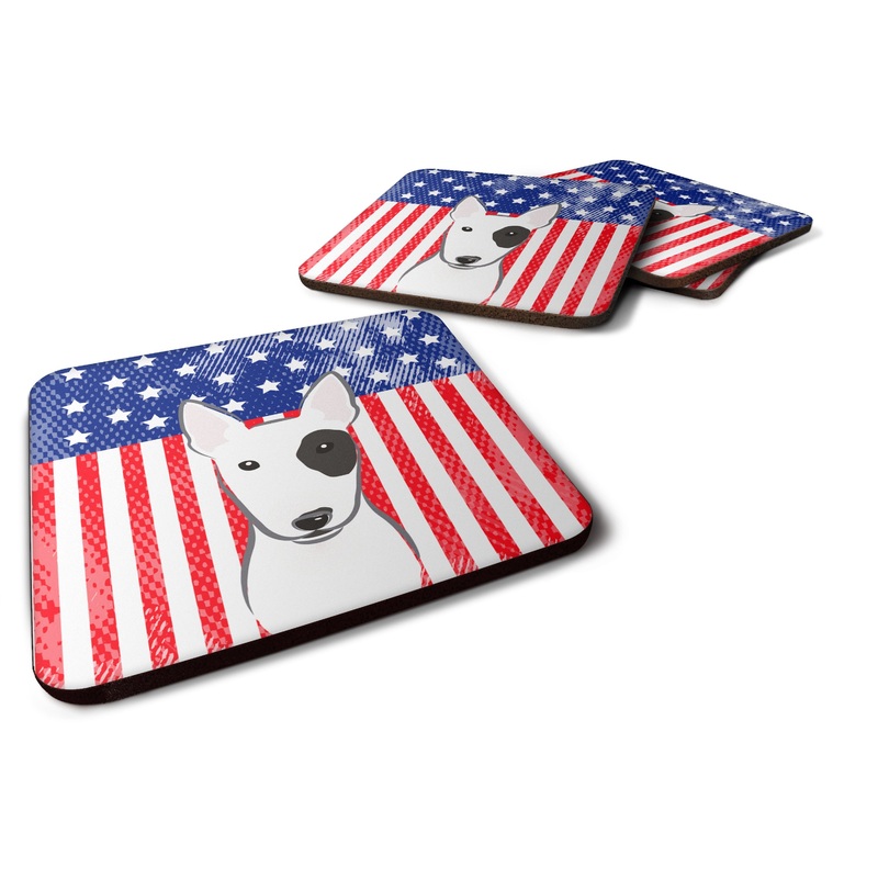 American Flag and Bull Terrier Foam Coaster