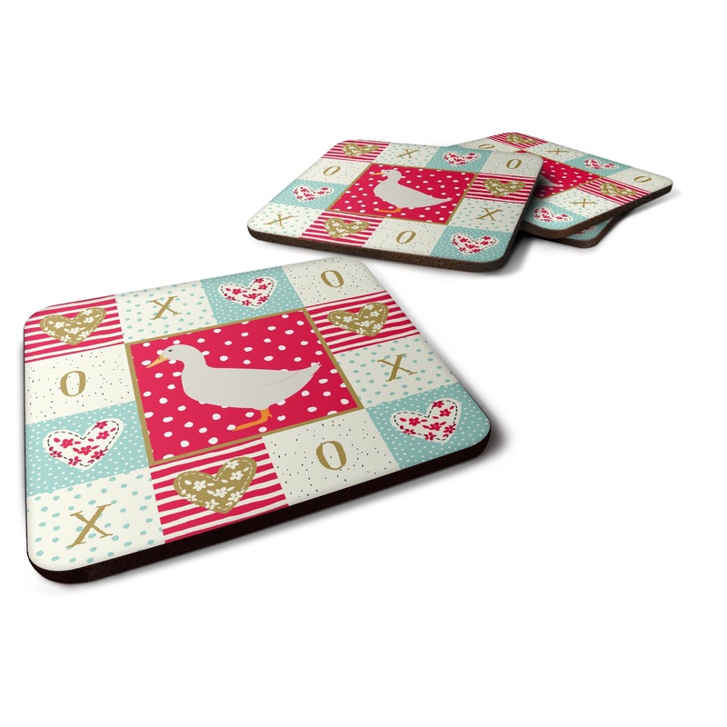 American Pekin Duck Love Coasters - Set of 4 Lightweight Foam, Absorbent Drink Coasters  CK5287FC