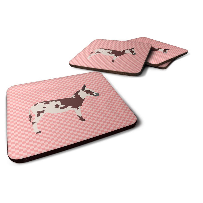 American Spotted Donkey Pink Check Foam Coaster  BB7851FC