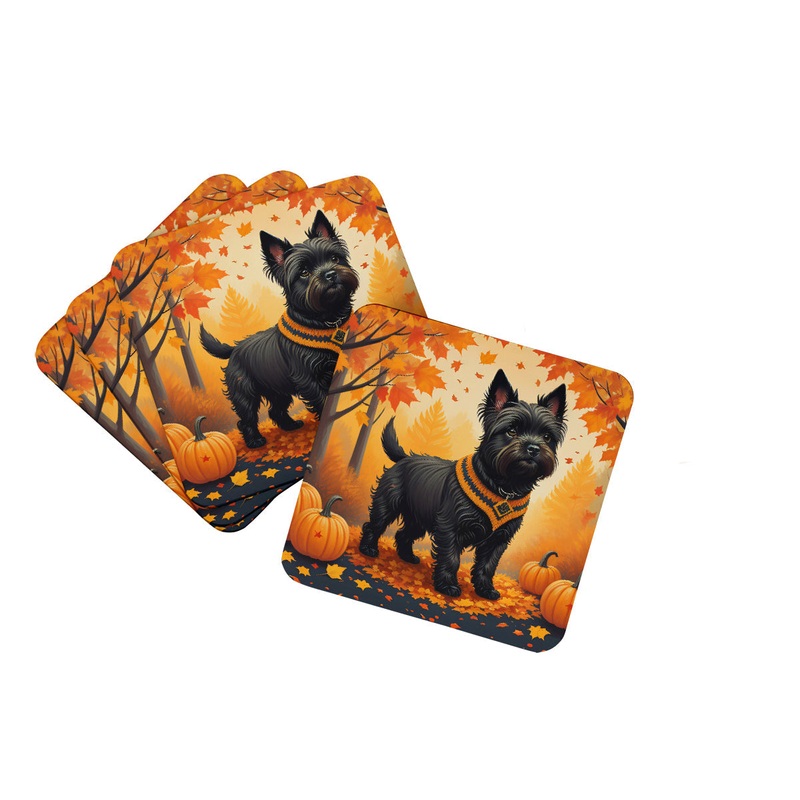 Black Cairn Terrier Fall Foam Coaster
