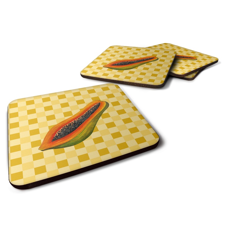 Sliced Papaya on Basketweave Foam Coaster  BB7242FC