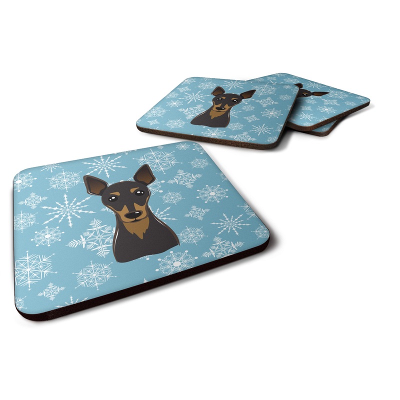 Snowflake Min Pin Coasters - Set of 4 Lightweight Foam, Absorbent Drink Coasters BB1674FC