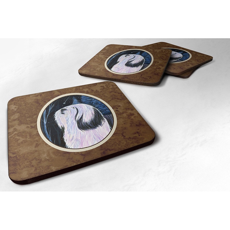 Tibetan Terrier Coasters - Set of 4 Lightweight Foam, Absorbent Drink Coasters