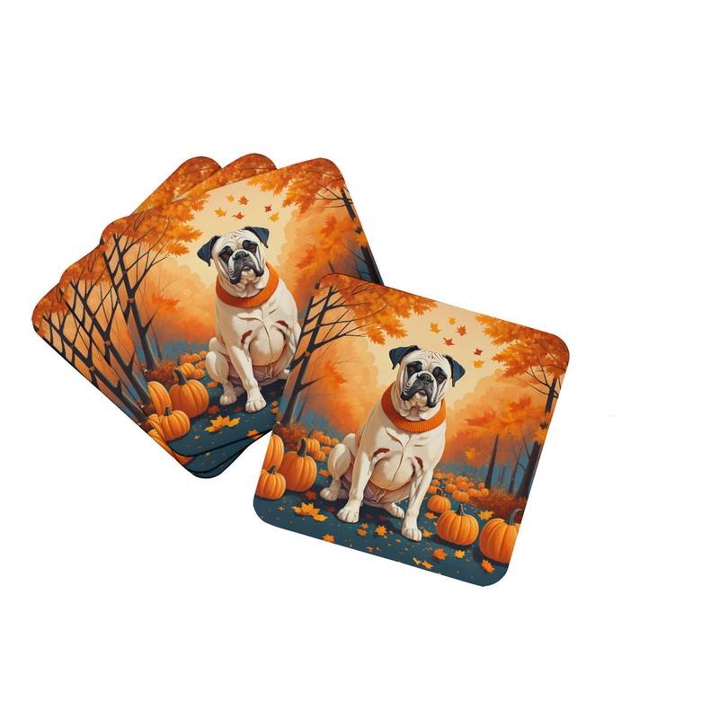 White Boxer Fall Foam Coaster