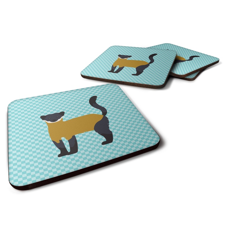 Yellow-Throated Marten Blue Check Foam Coaster  BB8048FC