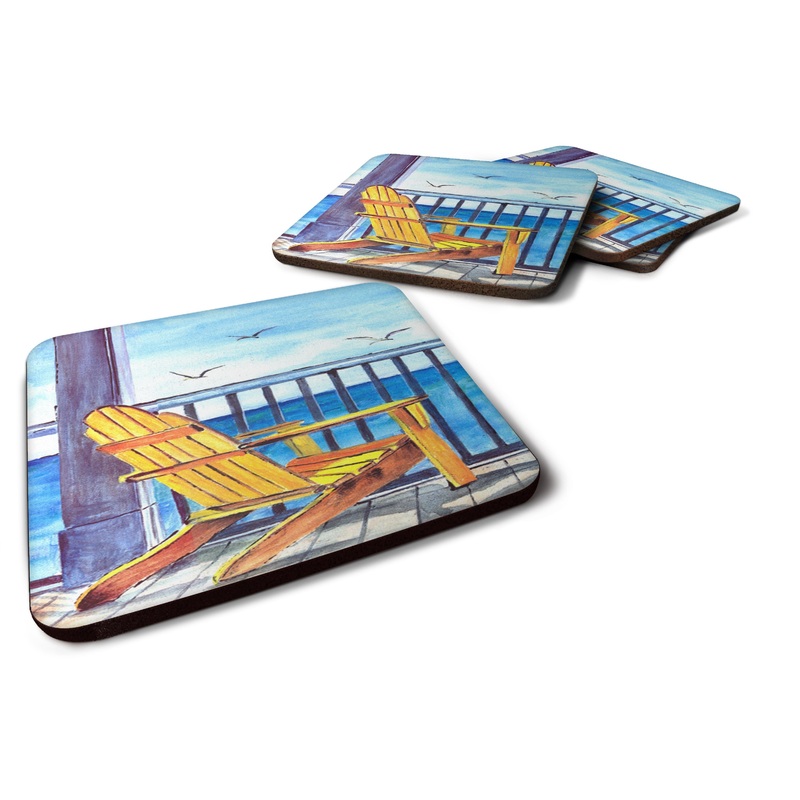 Adirondack Chairs Coasters - Set of 4 Lightweight Foam, Absorbent Drink Coasters