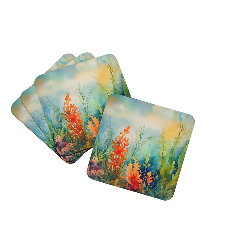 Seaweed Coasters - Set of 4 Lightweight Foam, Absorbent Drink Coasters