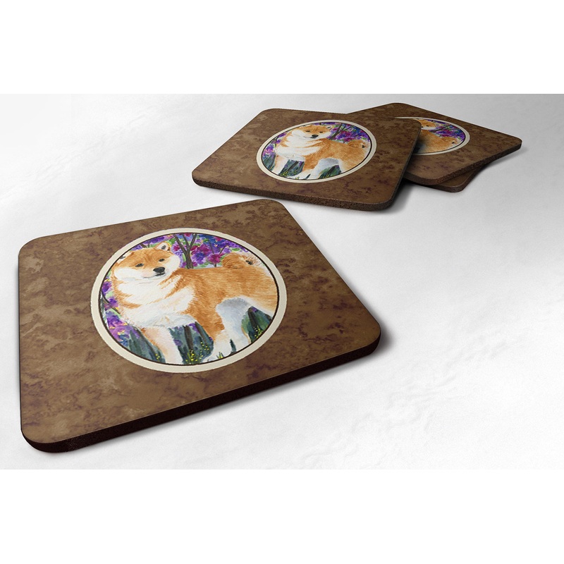 Shiba Inu Coasters - Set of 4 Lightweight Foam, Absorbent Drink Coasters