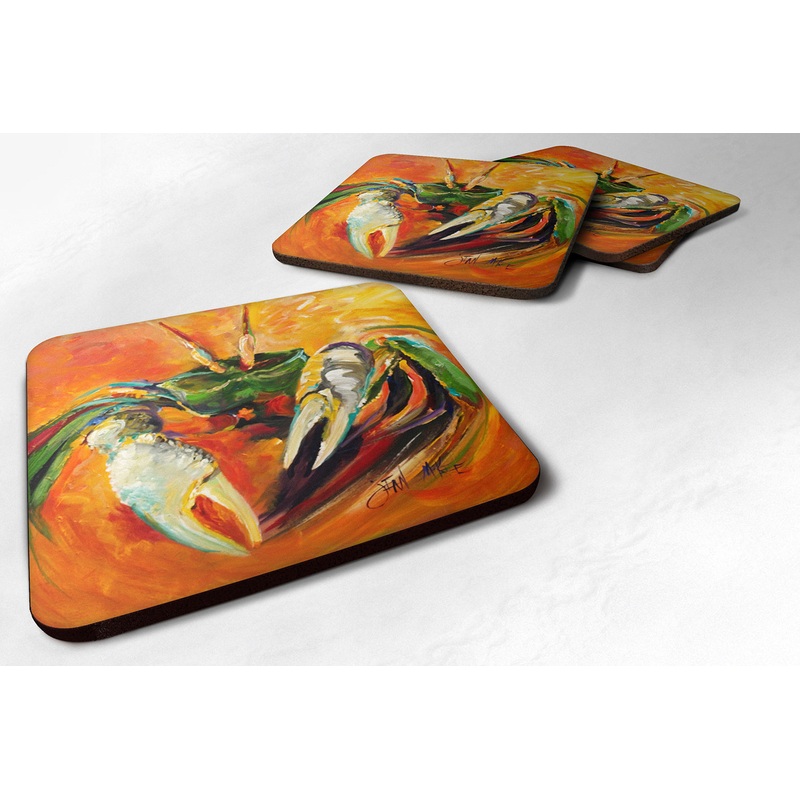 Small Orange Crab Coasters - Set of 4 Lightweight Foam, Absorbent Drink Coasters JMK1251FC