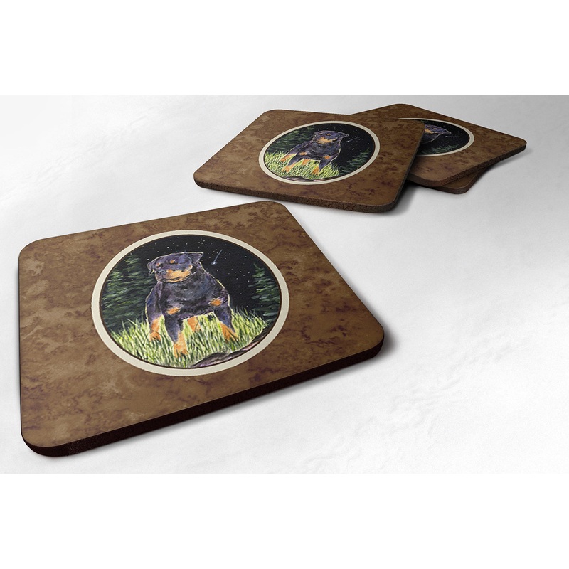 Starry Night Rottweiler Coasters - Set of 4 Lightweight Foam, Absorbent Drink Coasters