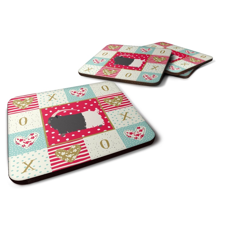Welsh Black-Necked Goat Love Coasters - Set of 4 Lightweight Foam, Absorbent Drink Coasters  CK5314FC