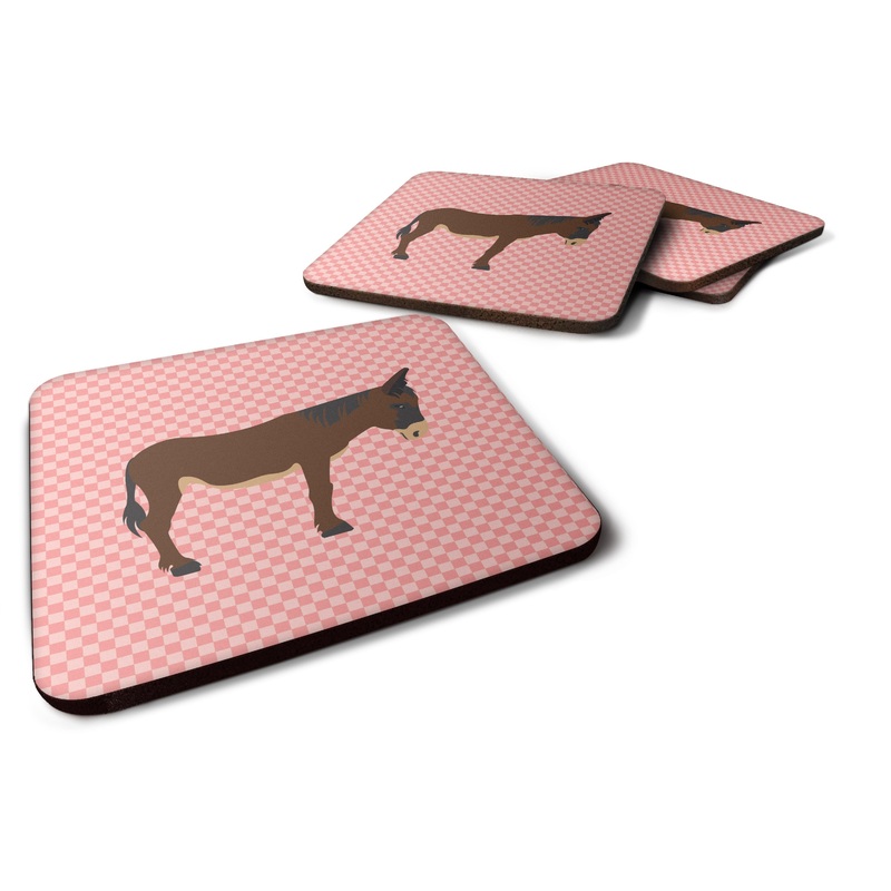 Zamorano-Leones Donkey Pink Check Foam Coaster  BB7853FC