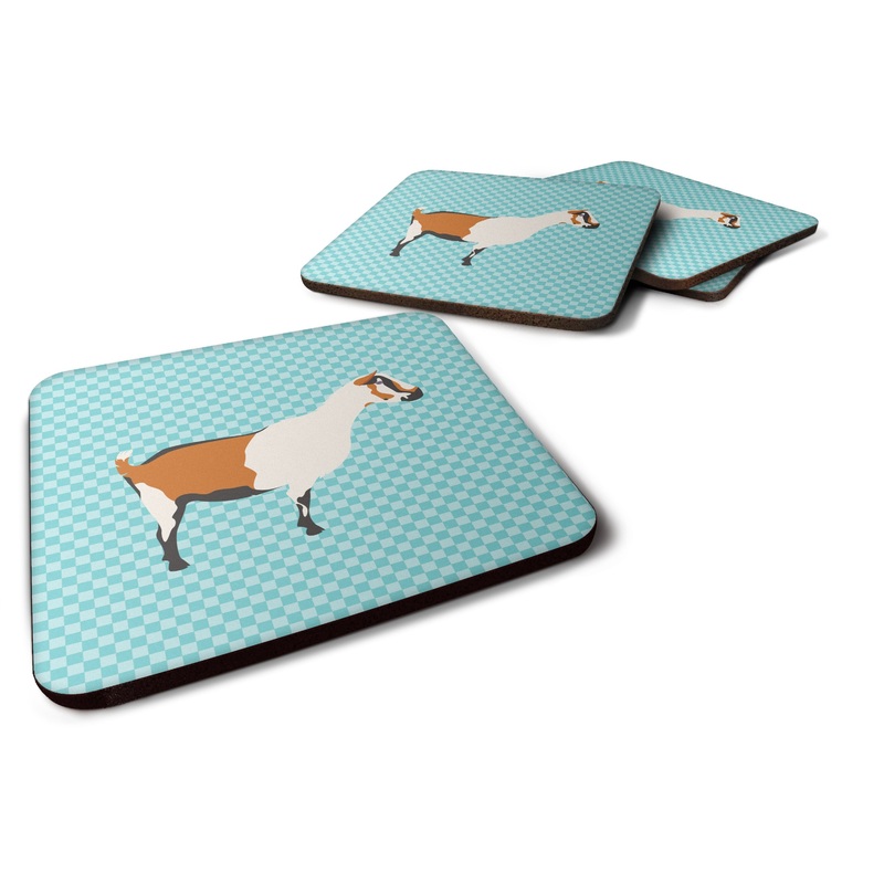 Alpine Goat Blue Check Foam Coaster  BB8054FC