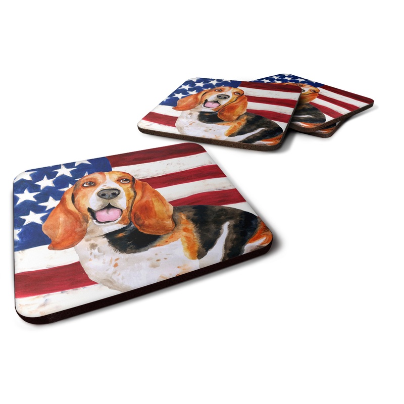 Basset Hound Patriotic Foam Coaster  BB9704FC