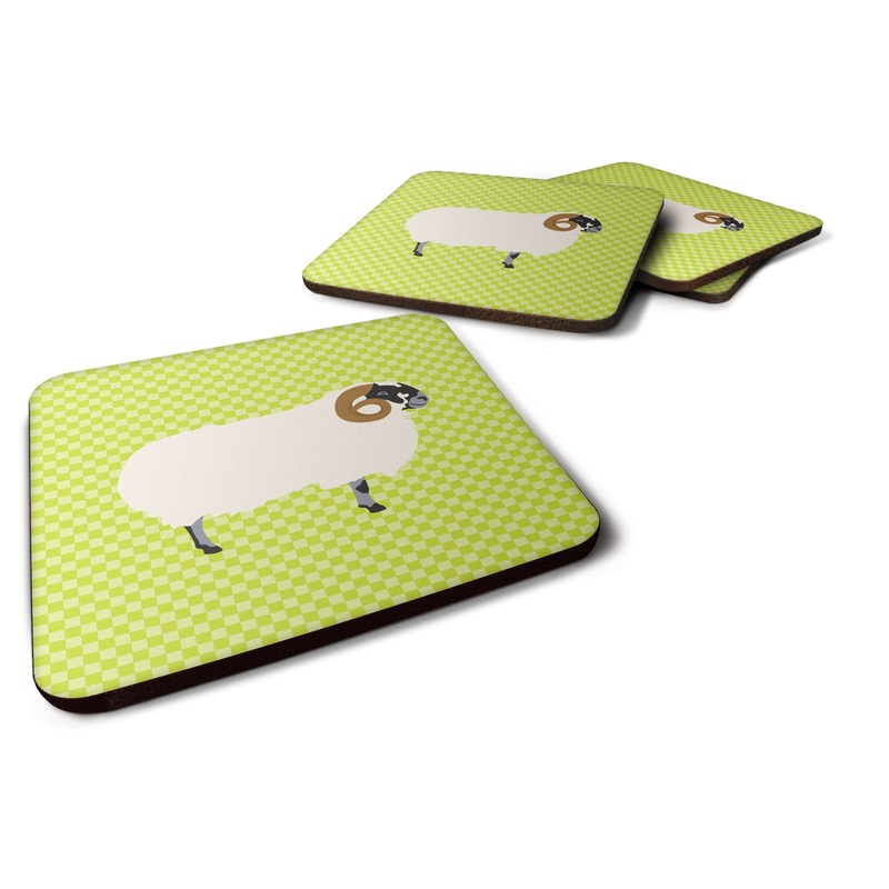 Scottish Blackface Sheep Green Foam Coaster  BB7799FC