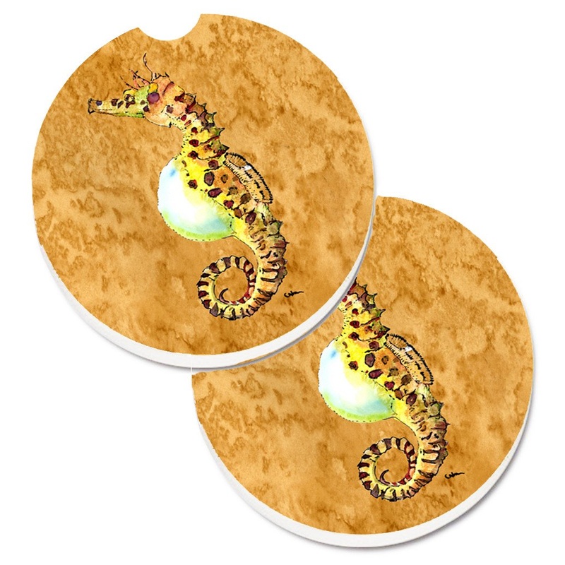 Seahorse Car Coasters  Set of 2 - Absorbent Stone with Fun & Functional Artwork 8640CARC