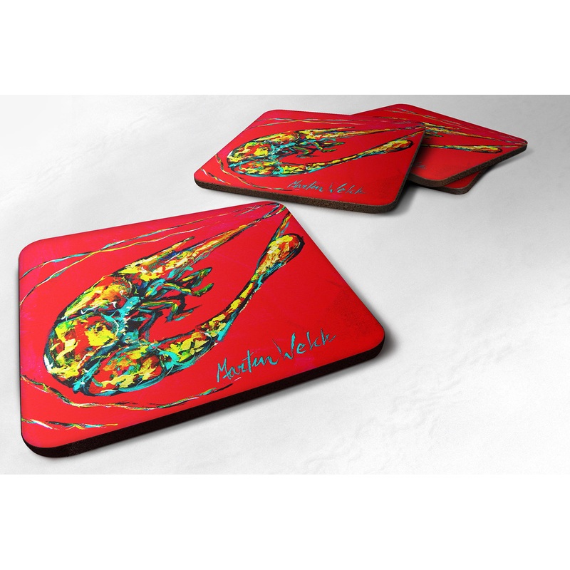 Shrimp Day Dream Coasters - Set of 4 Lightweight Foam, Absorbent Drink Coasters